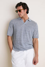 Shore Rock Stripe Linen Sweater Polo