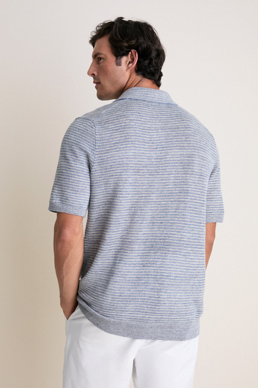 Shore Rock Stripe Linen Sweater Polo