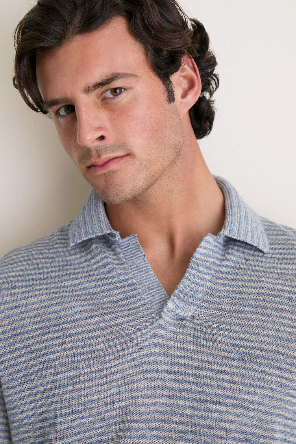Shore Rock Stripe Linen Sweater Polo