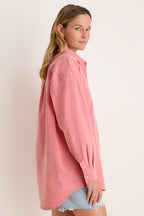 Nantucket Reds Stretch Twill Blane Boyfriend Button Down