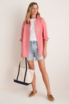 Nantucket Reds Stretch Twill Blane Boyfriend Button Down