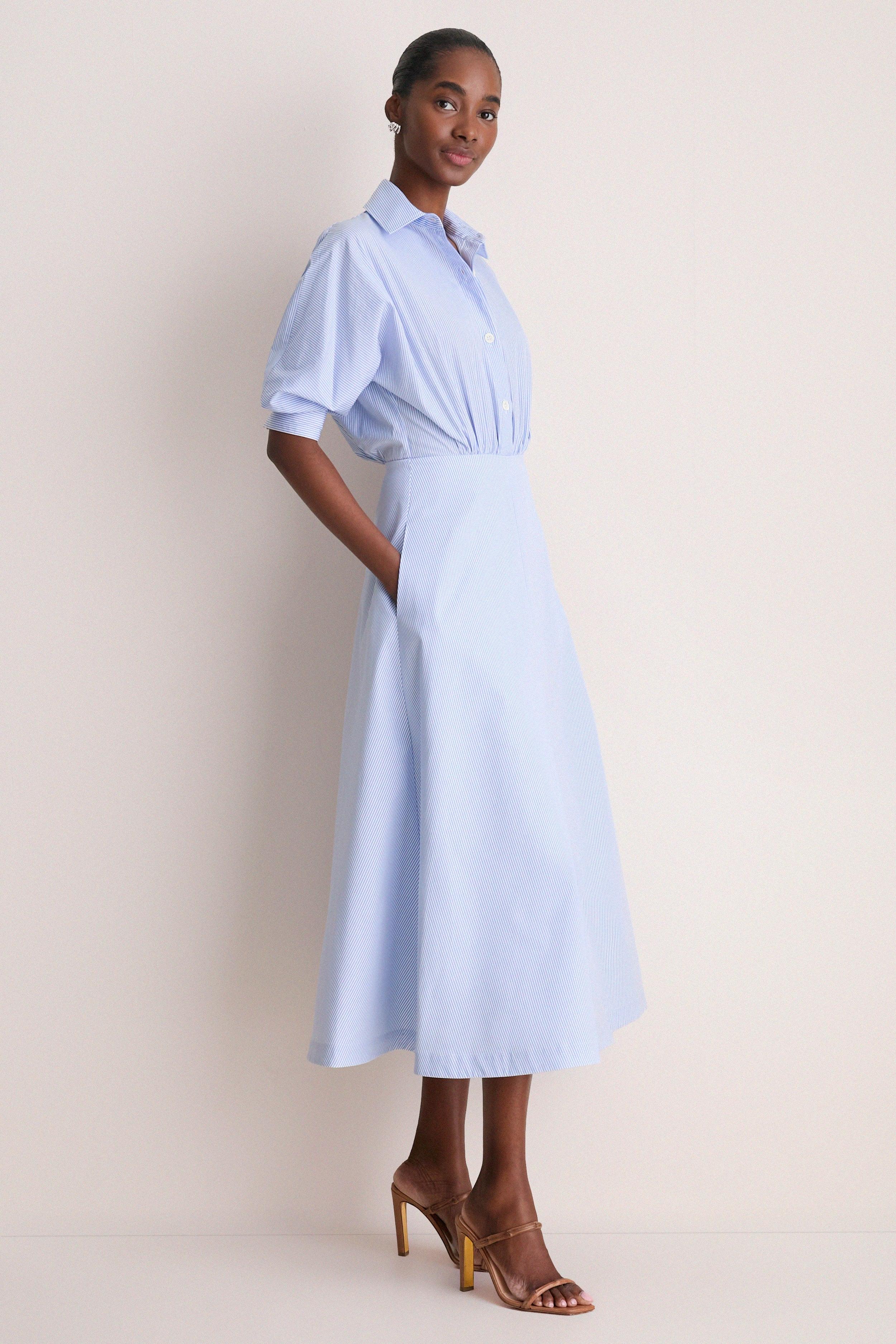 Cornflower Stripe Eleanor Midi Dress
