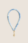 Shaded Blue Opal Gemstone Necklace with Shroomy Charm