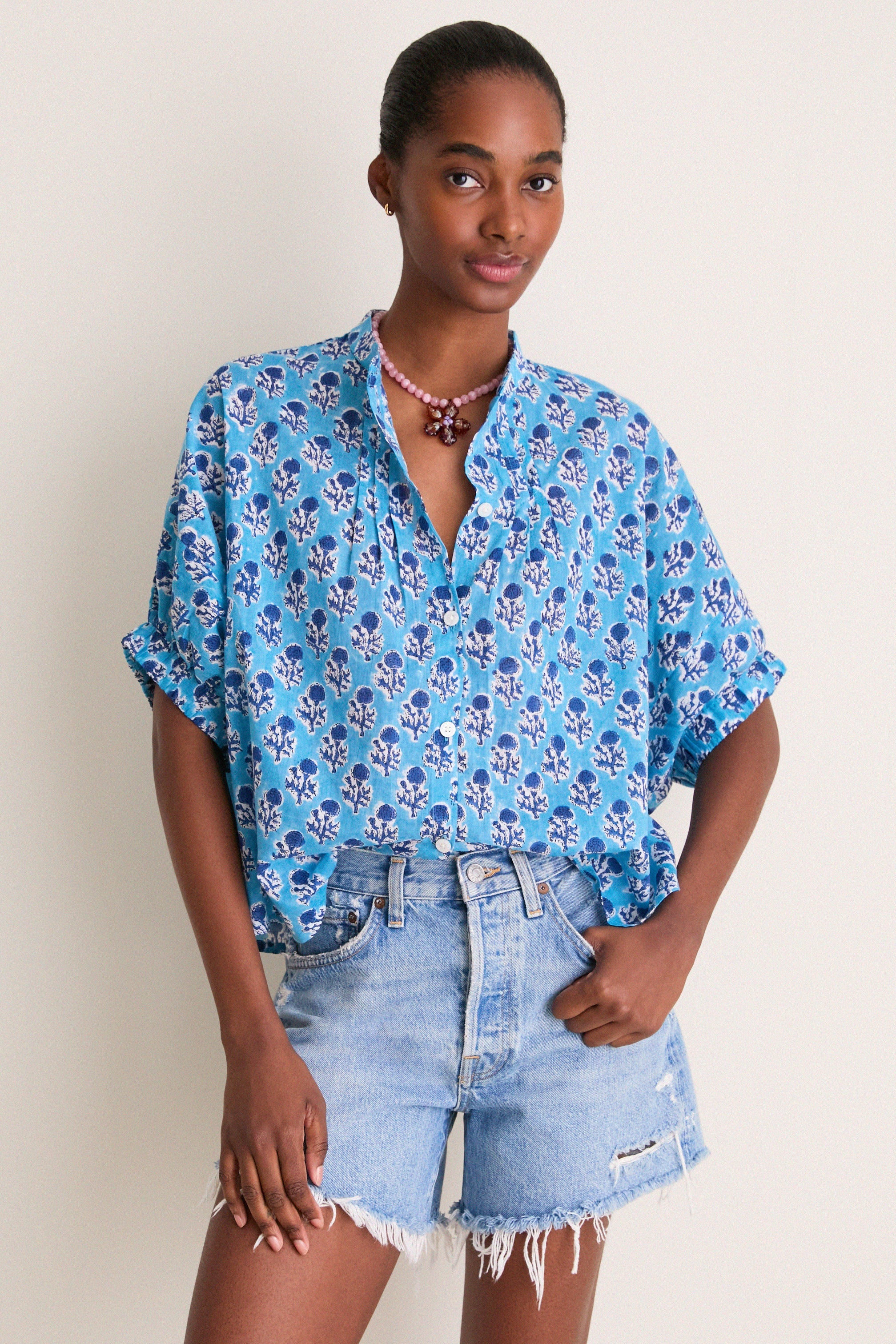 Little Marigolds Danube Organic Mandarin Collar Top