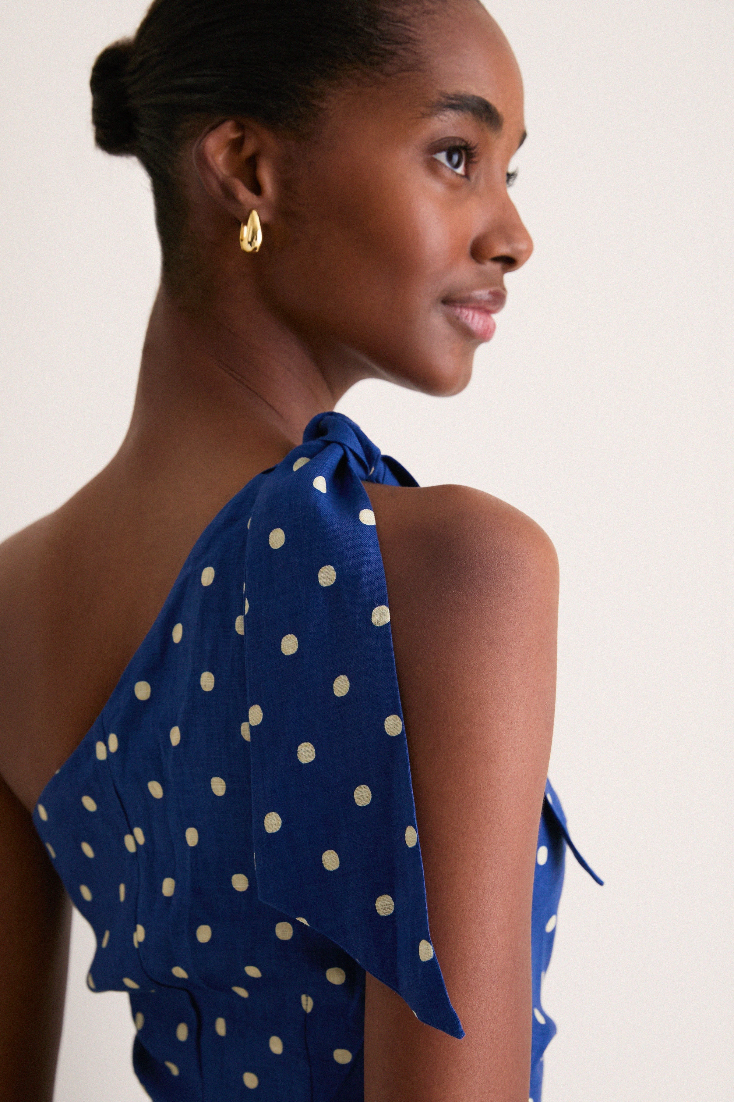 Navy and Yellow Lily Midi Dress