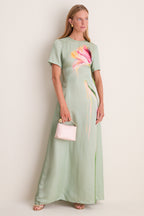 Green Tulip Print Alice Maxi Dress
