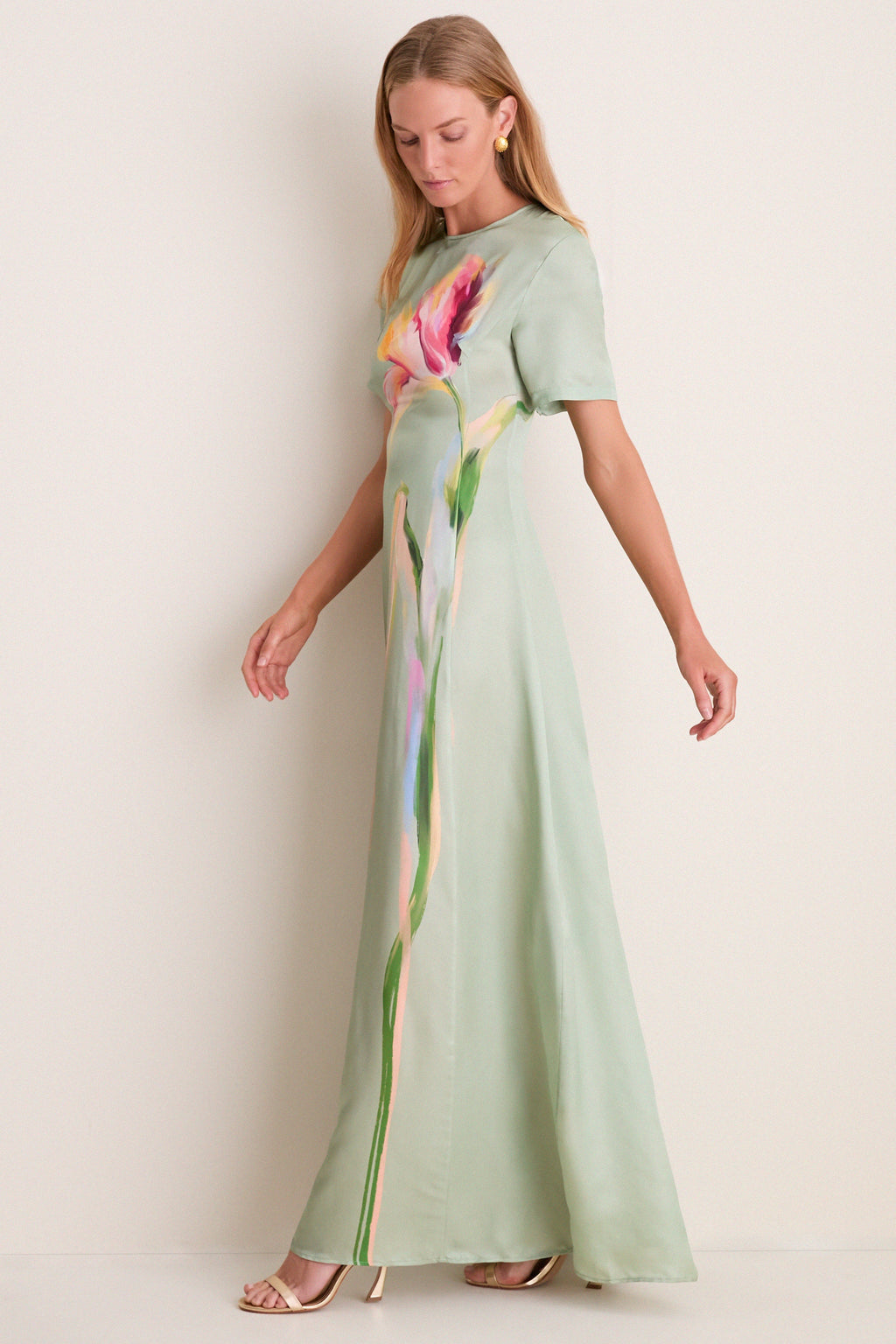 Green Tulip Print Alice Maxi Dress