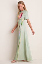Green Tulip Print Alice Maxi Dress