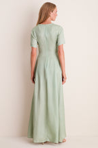 Green Tulip Print Alice Maxi Dress