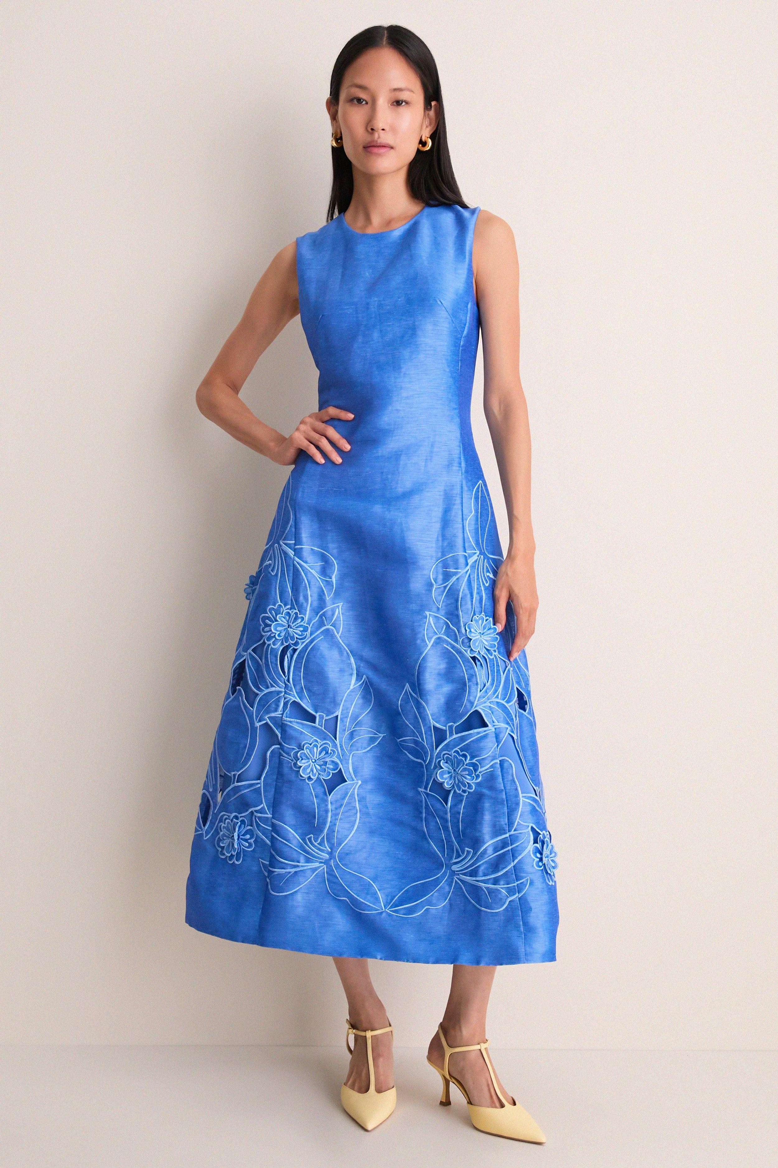 Azure Cleo Applique Midi Dress
