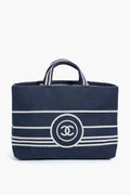 CHANEL Denim Canvas Border Tote