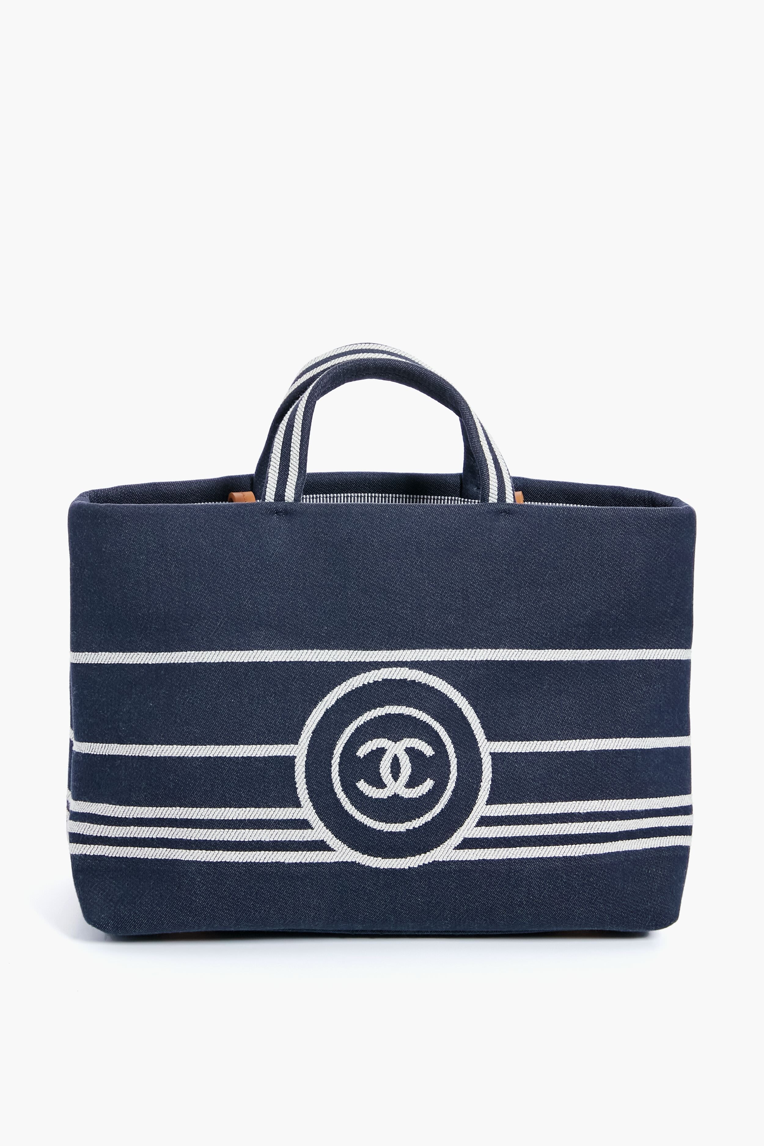 CHANEL Denim Canvas Border Tote