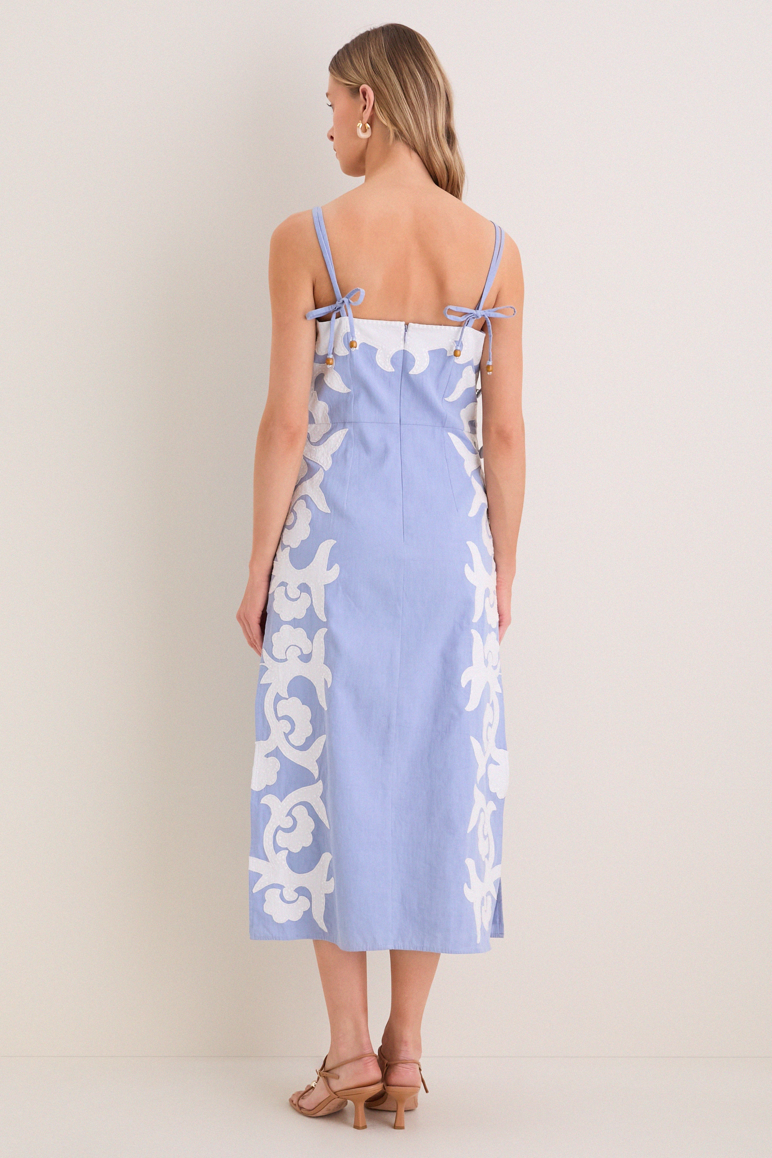 Light Blue Motif Denver Midi Dress