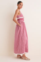Red Gingham Karima Maxi Dress