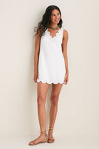 White Edena Embroidered Linen Mini Dress
