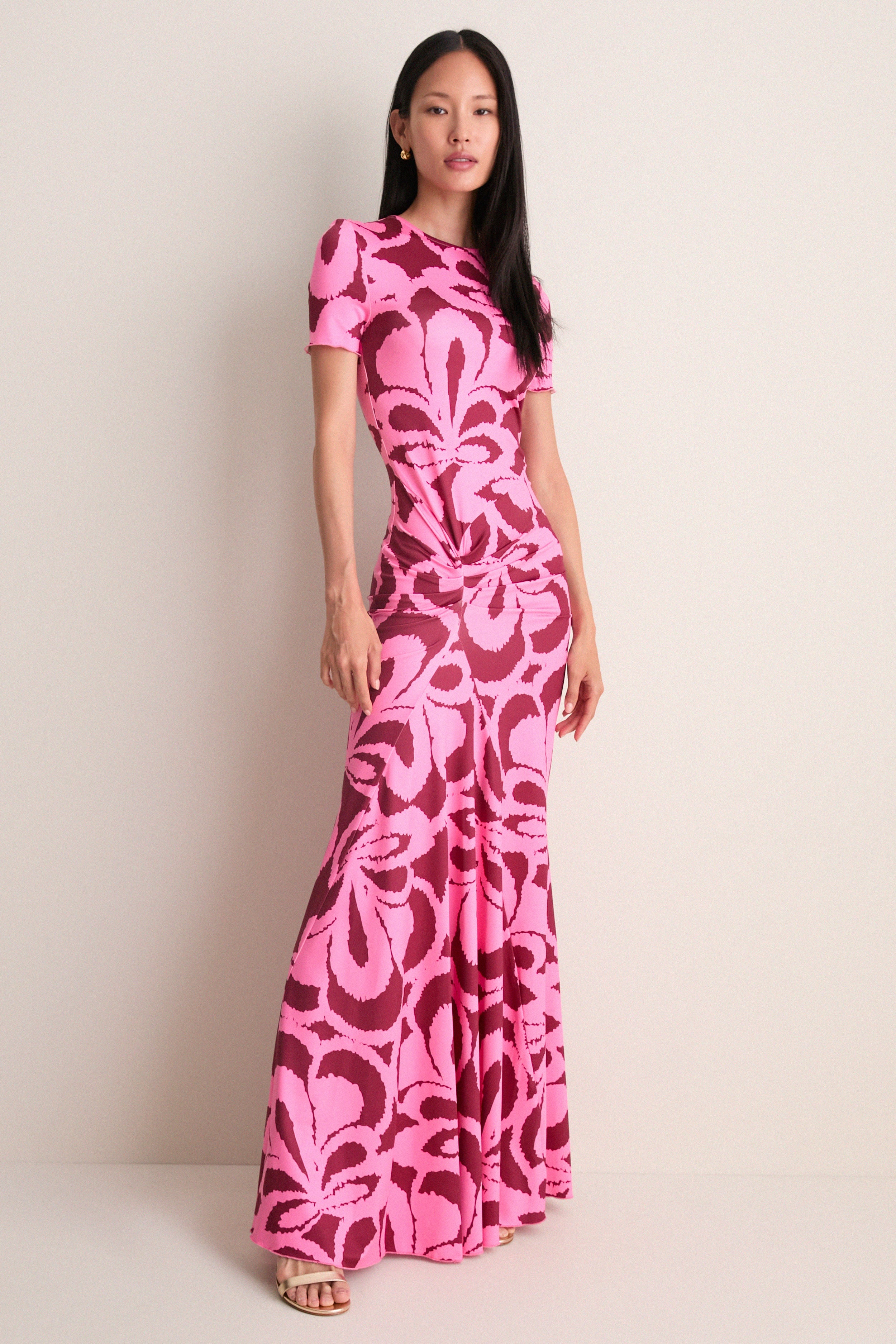 Rosy Retro Annie Short Sleeve Maxi Dress