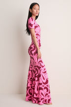 Rosy Retro Annie Short Sleeve Maxi Dress