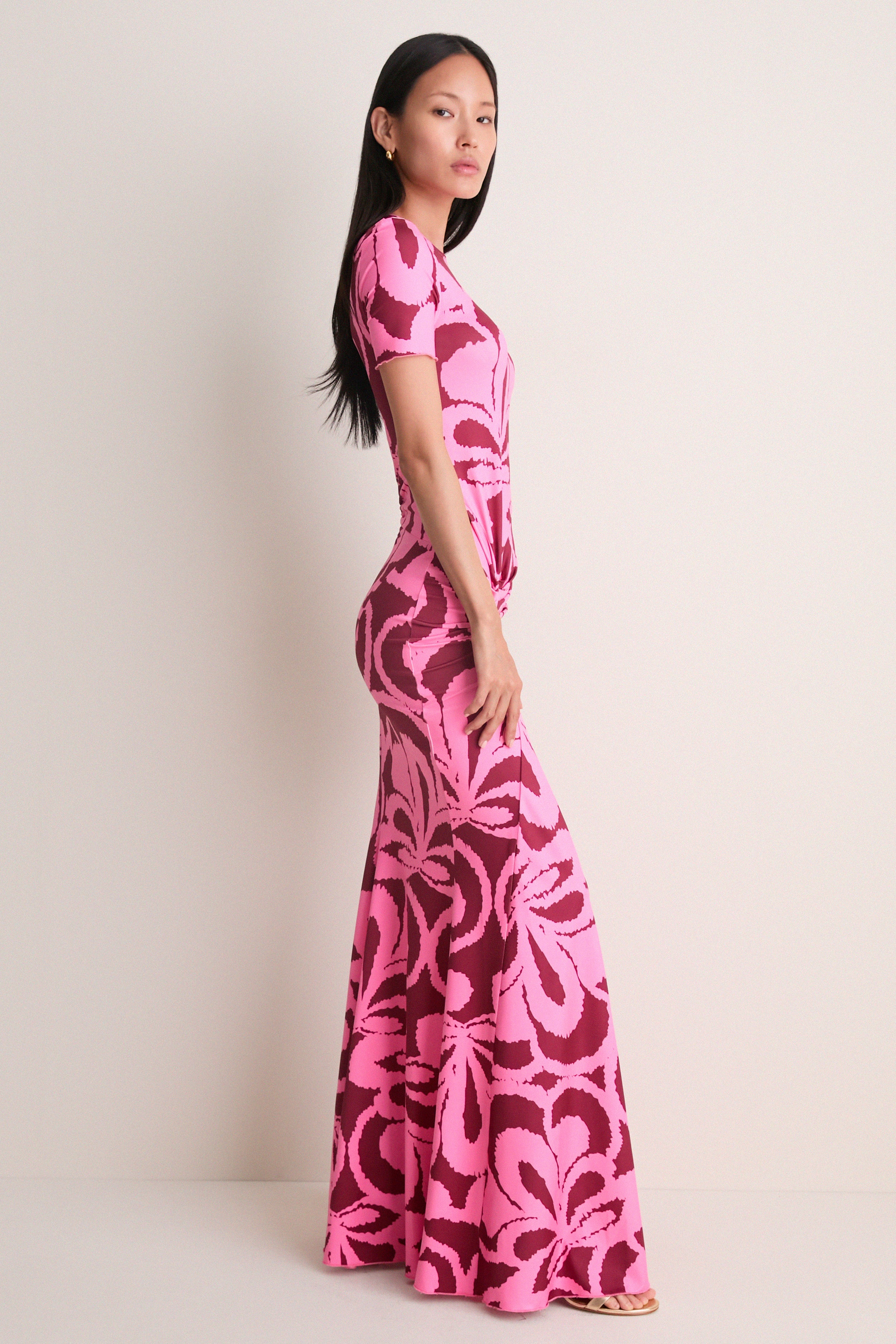 Rosy Retro Annie Short Sleeve Maxi Dress