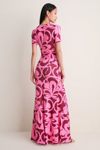 Rosy Retro Annie Short Sleeve Maxi Dress