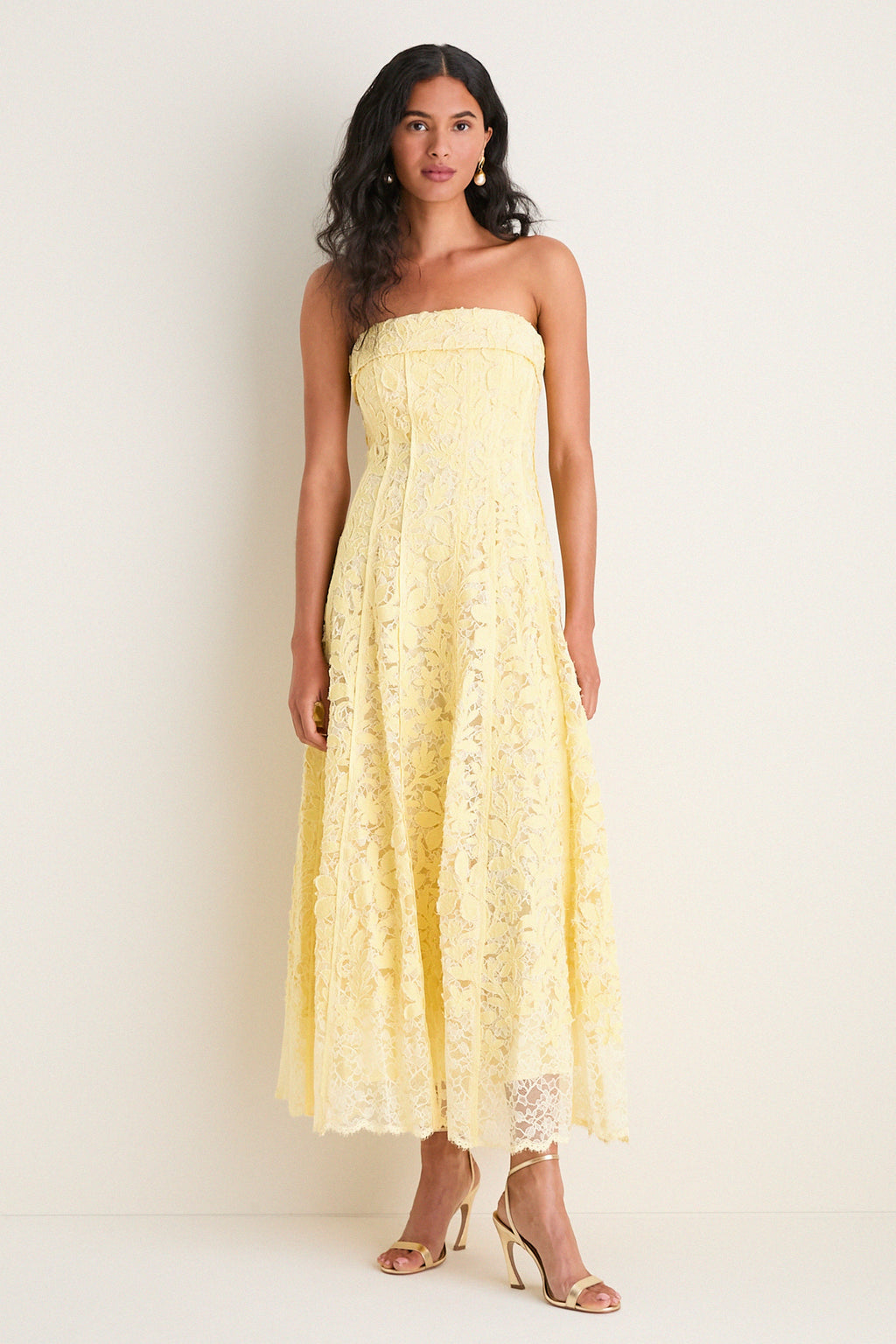 Buttercream Imogen Cotton Lace Bustier Midi Dress