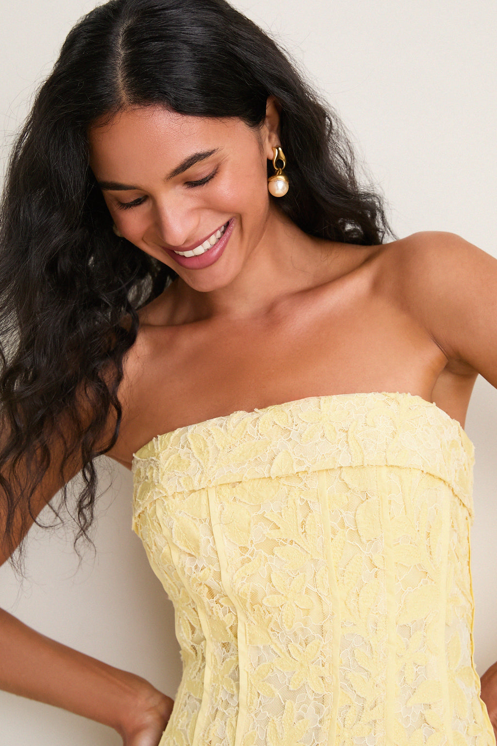 Buttercream Imogen Cotton Lace Bustier Midi Dress