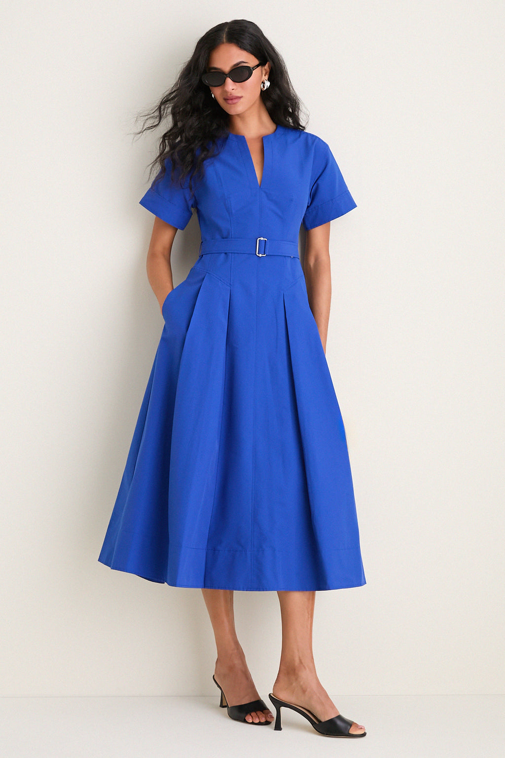 Blueberry Corinne Cotton Midi Dress
