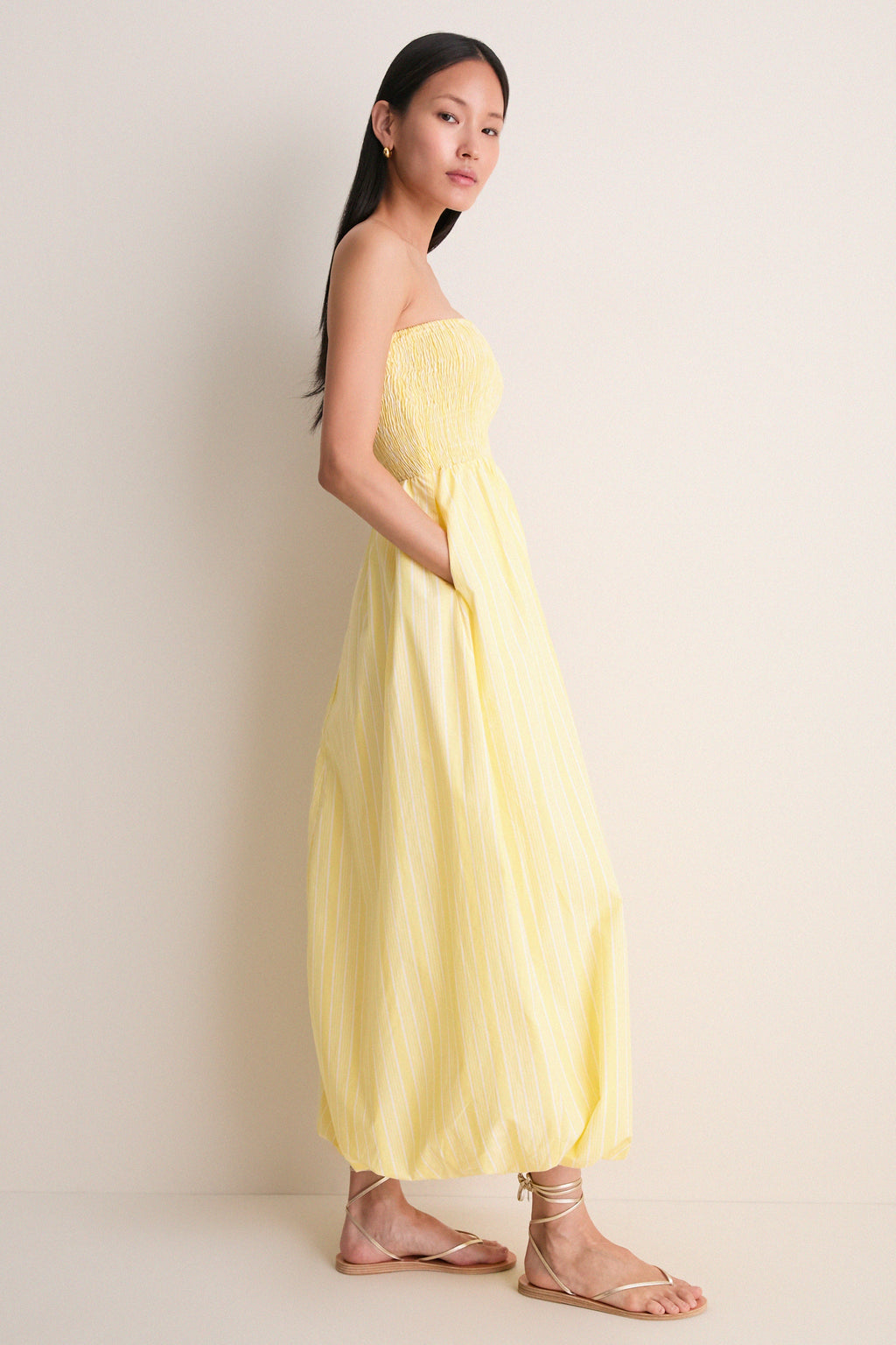 Daffodil Elisa Stripe Lunaire Midi Dress