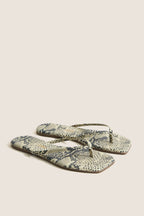 Snakeskin Square Toe Exotic Flip Flops