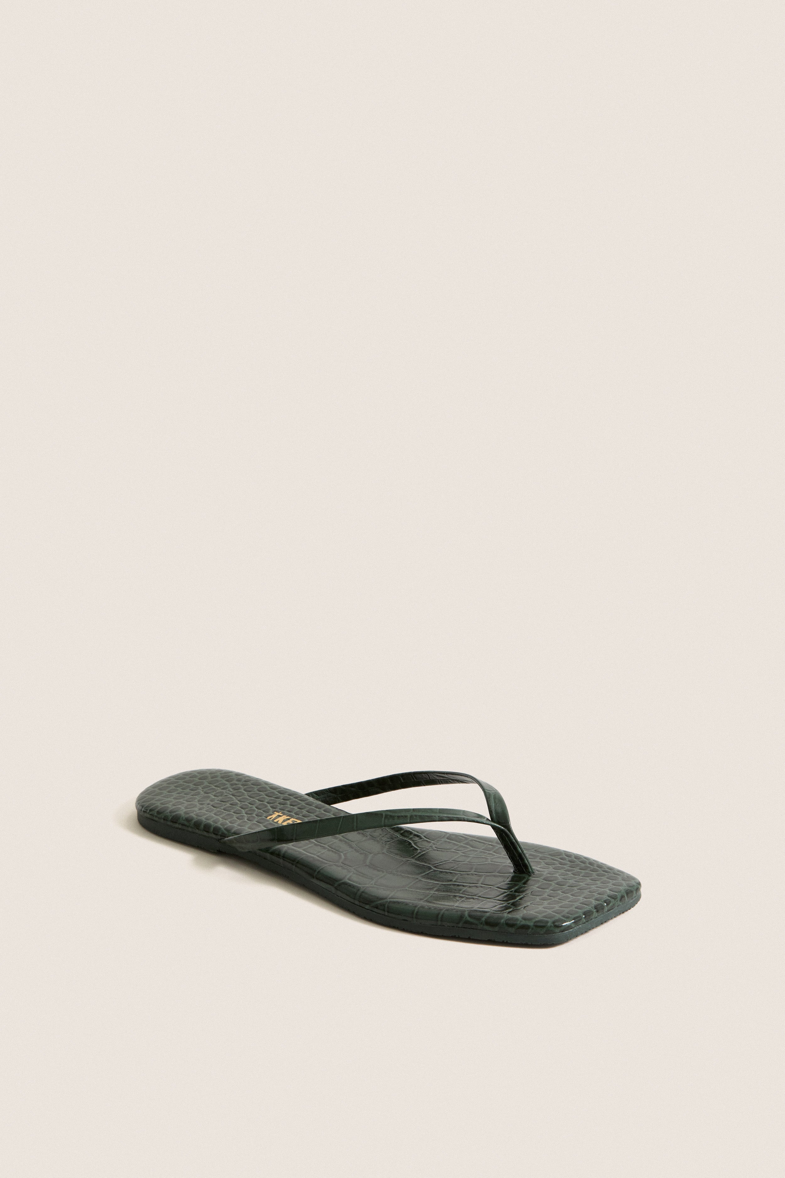 Emerald Croc Square Toe Lily Flip Flops
