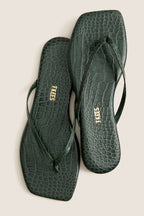 Emerald Croc Square Toe Lily Flip Flops