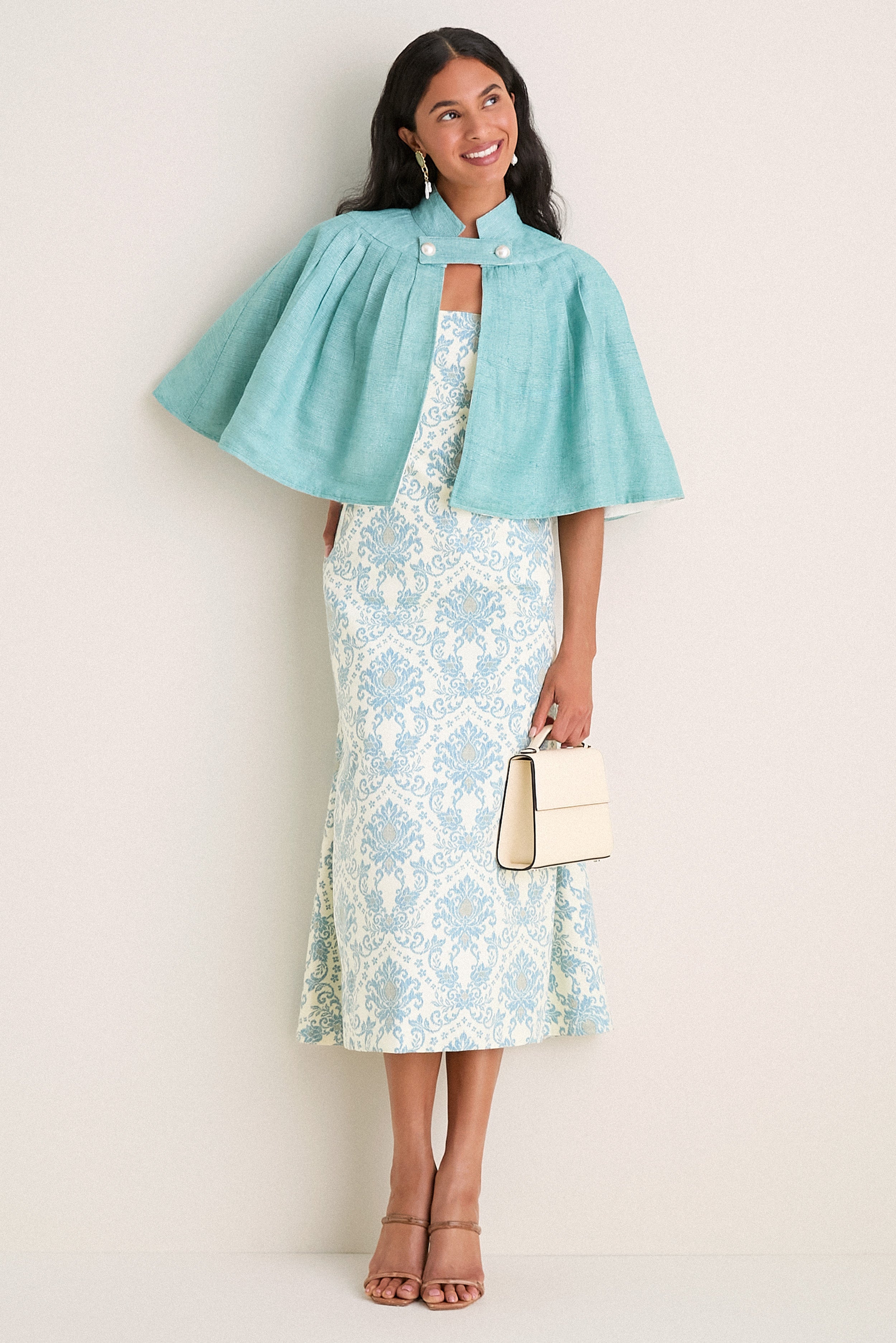 Exclusive Blue Damask Ashbourne Midi Dress