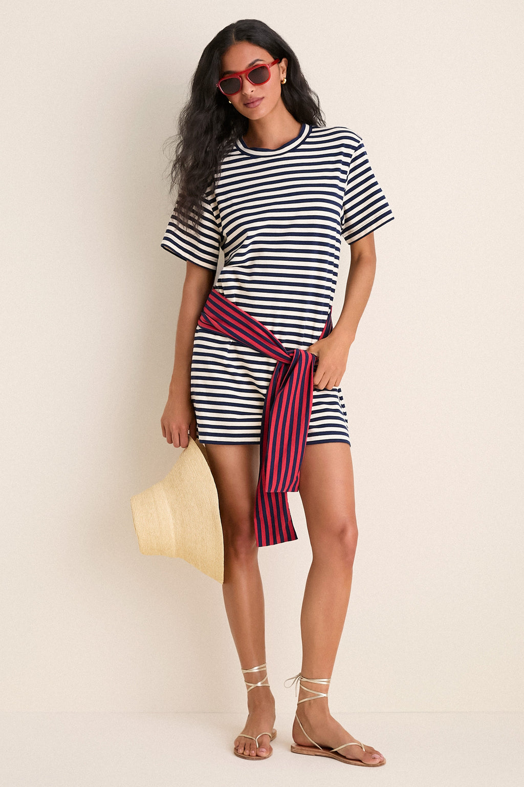 Navy Stripe Combo Lottie T-Shirt Mini Dress