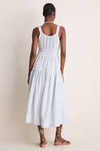 Blue Gauze Daisy Embroidered Landis Midi Dress