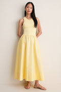 T Bird Yellow Poplin Woven Crewneck Dress