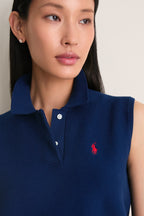 East Side Royal Cotton Sleeveless Polo Knit