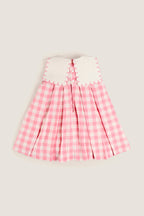 Pink Mariner Collar Sleeveless Checkered Dress