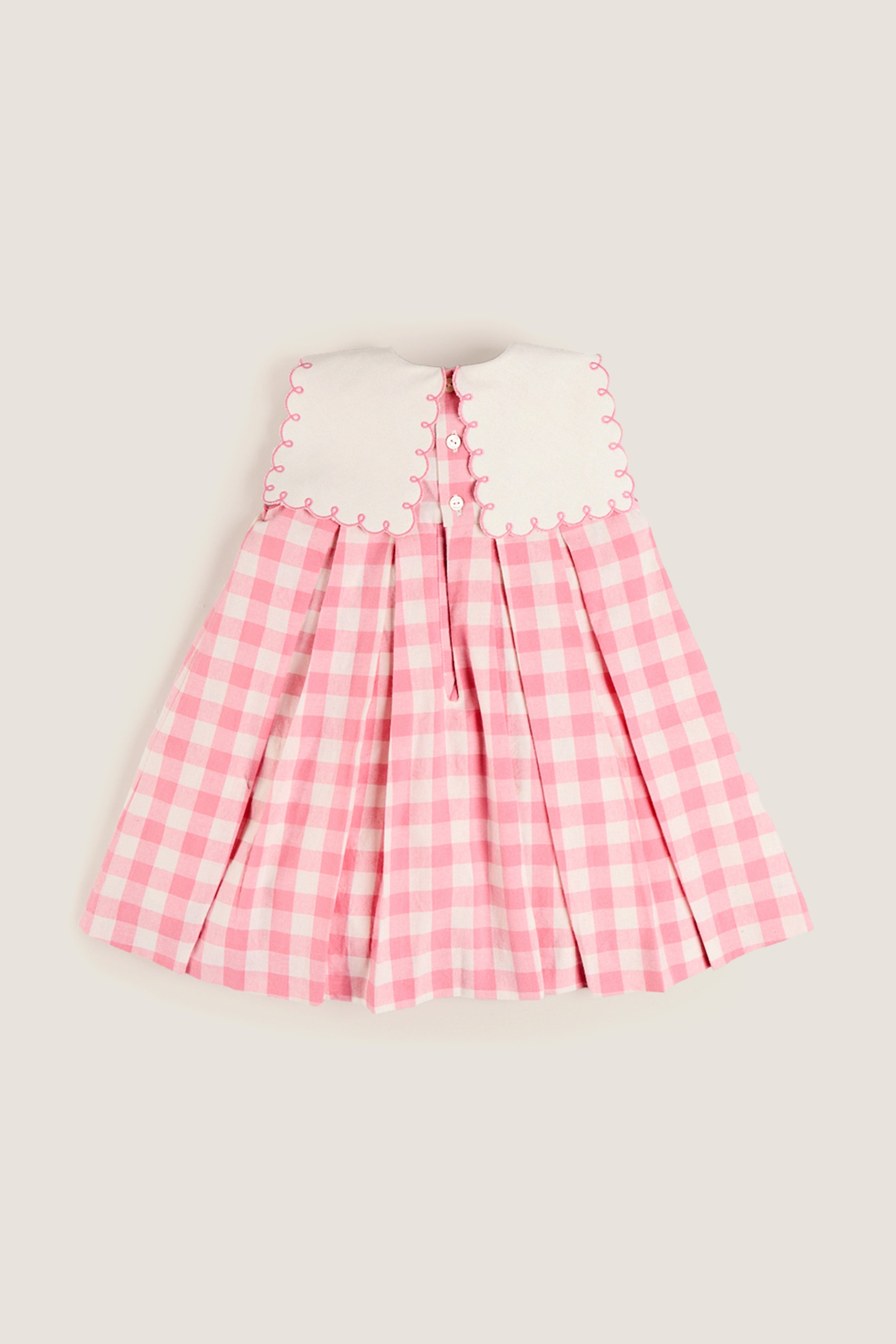 Pink Mariner Collar Sleeveless Checkered Dress