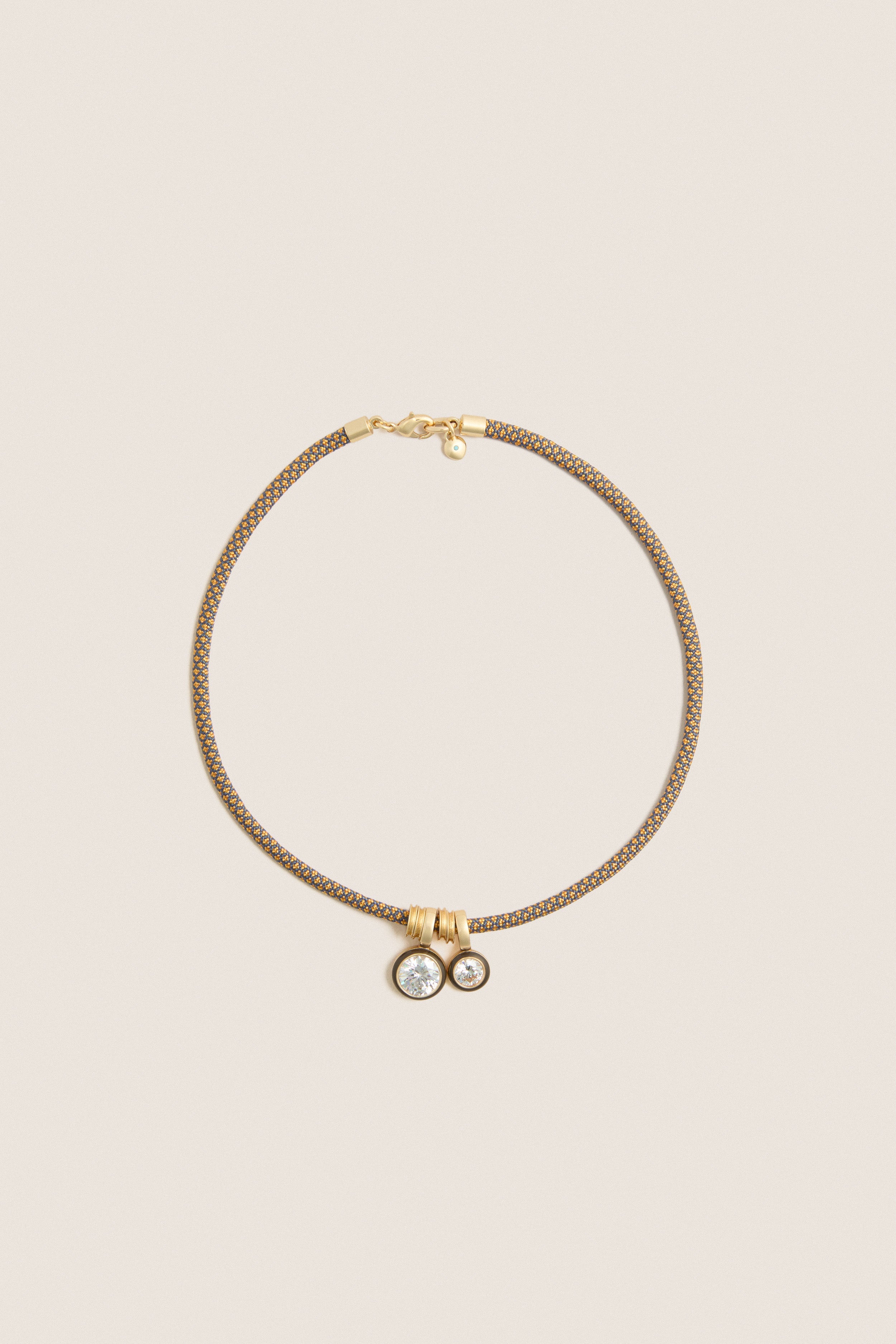 Gold Cubic Double Drop Cord Necklace