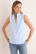 French Blue Sleeveless Bessette Button Down