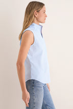 French Blue Sleeveless Bessette Button Down