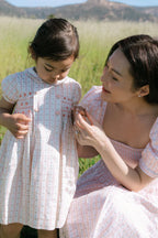 Pink Floral Stripe Arcadia Girl Hand-Smocked Dress