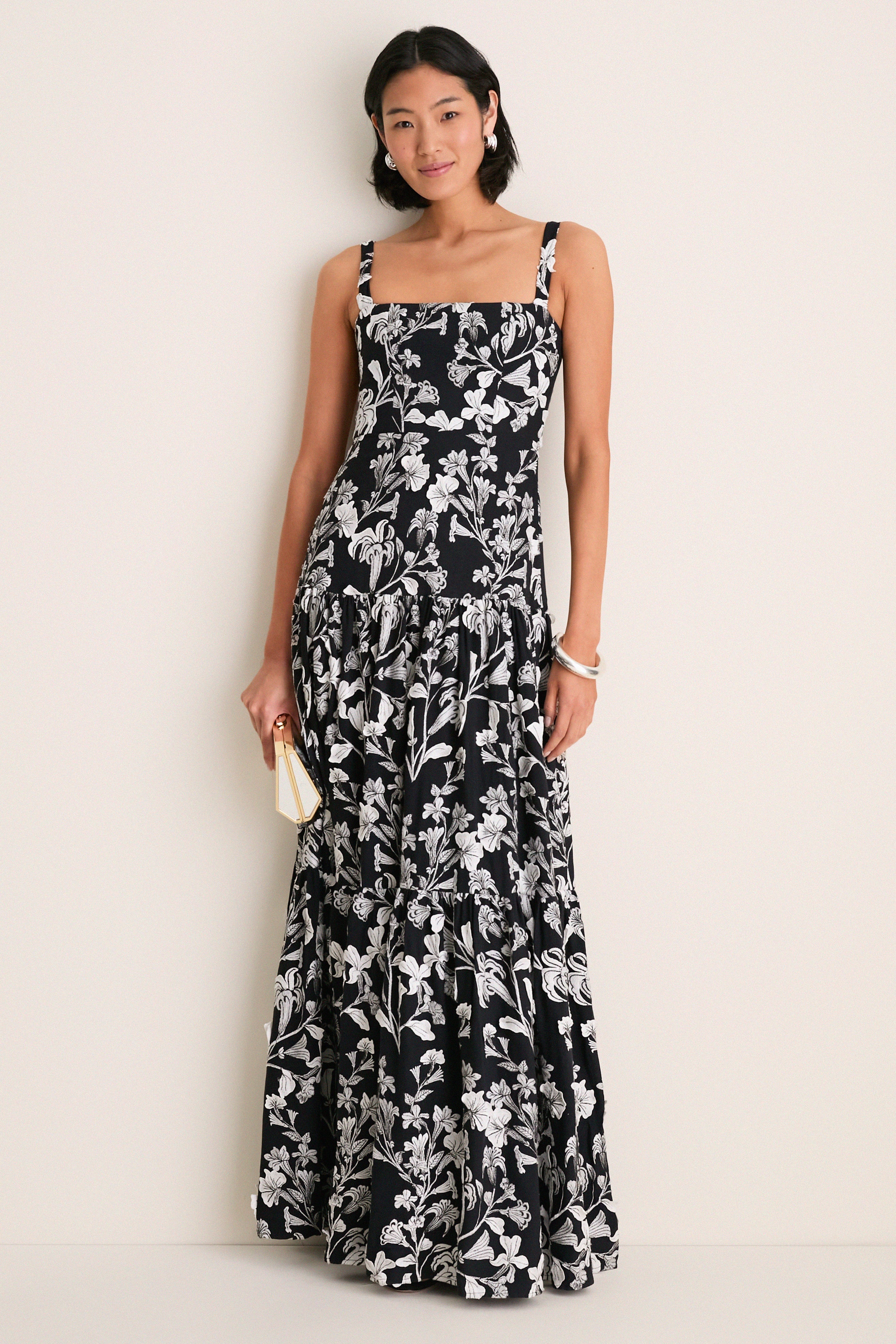Exclusive Embroidered Guayacan Lima Maxi Dress