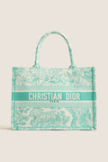 DIOR Aquamarina Canvas Embroidered Medium Dioriviera Toile De Jouy Book Tote