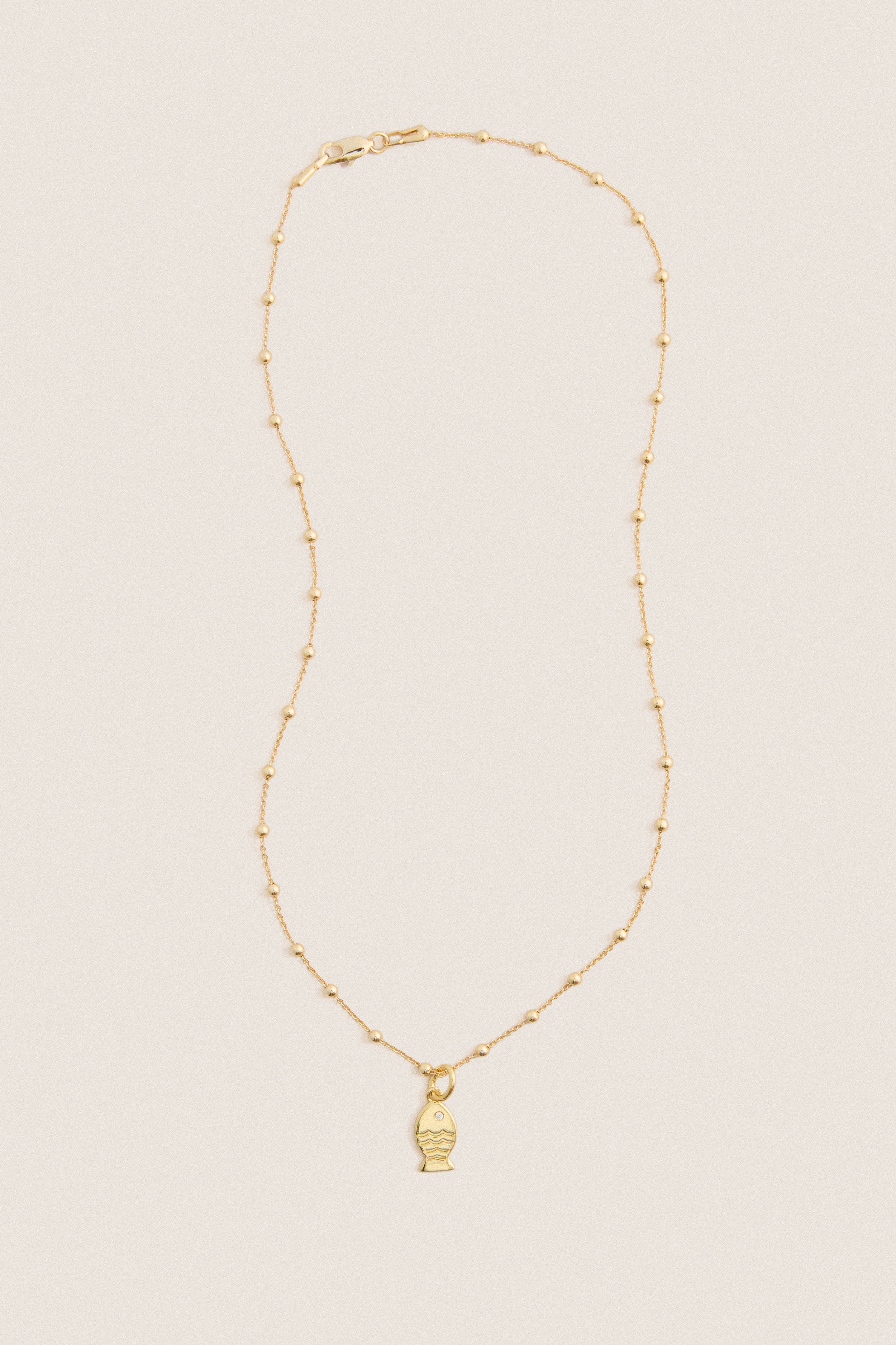 Gold Fish Mini Charm Necklace