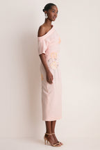 Pink with Embroidered Poppies Bowry Dress