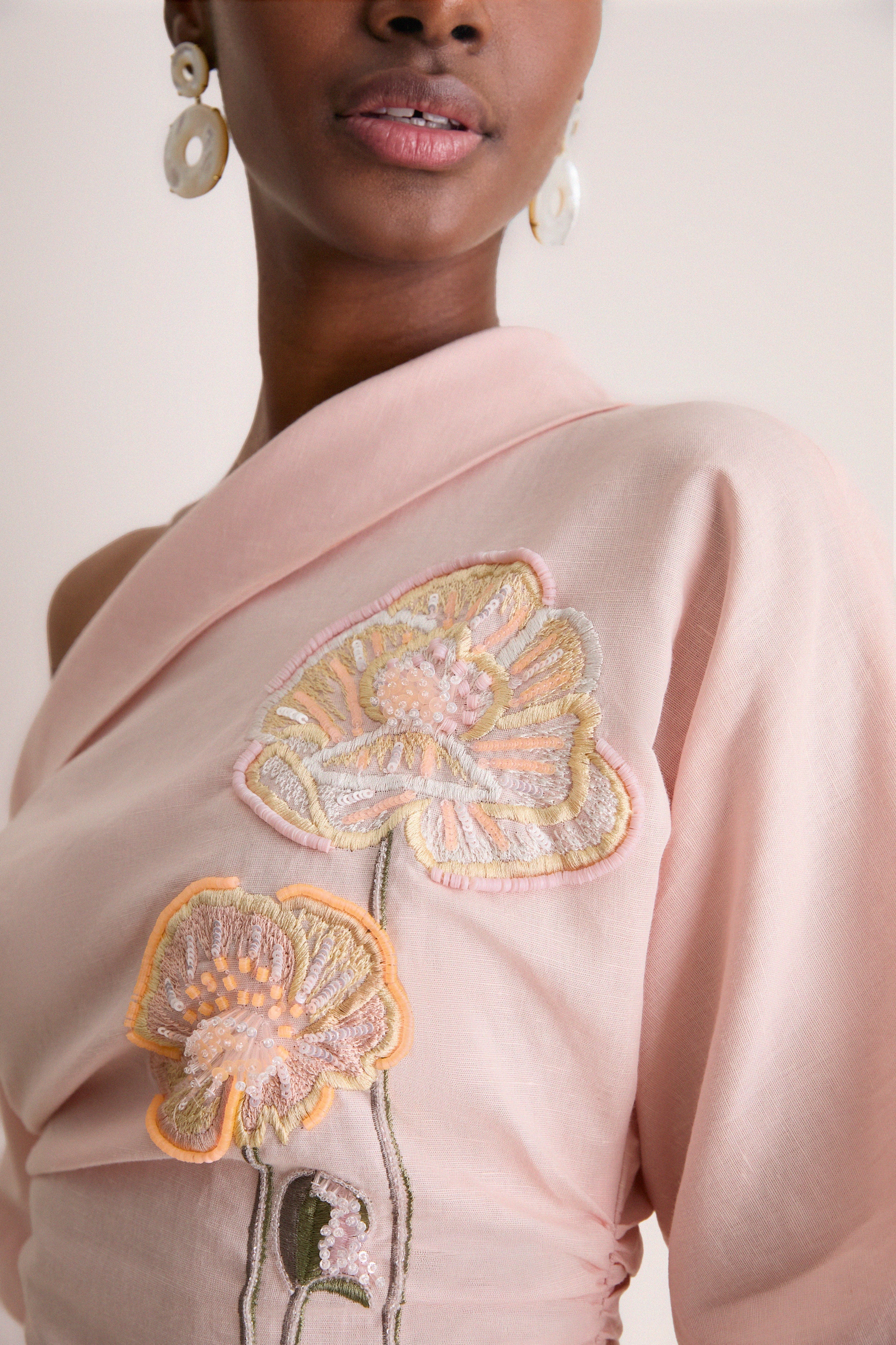 Pink with Embroidered Poppies Bowry Dress