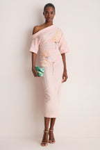 Pink with Embroidered Poppies Bowry Dress