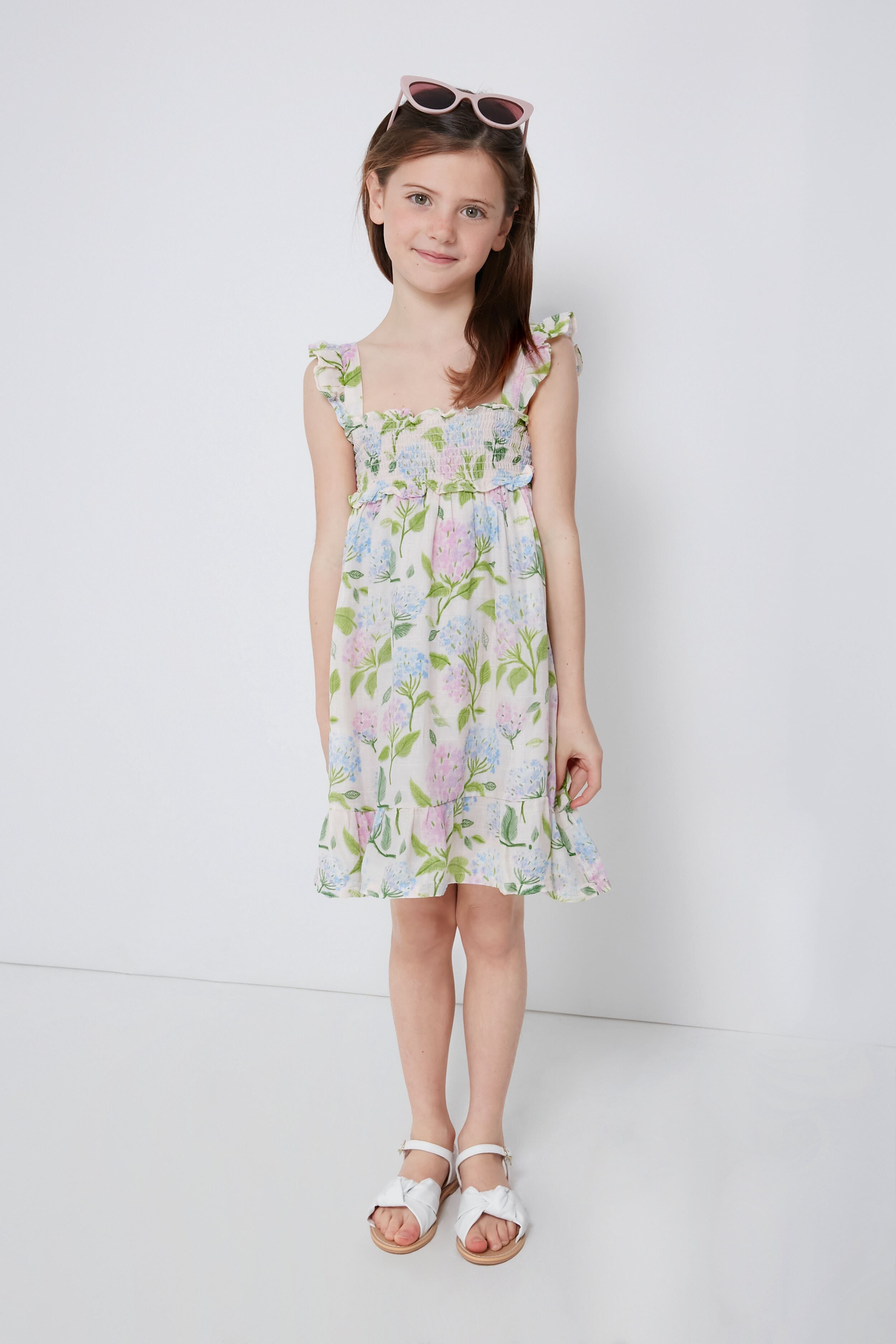 Hydrangeas Smocked Ruffle Sundress