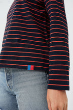 The Navy and Poppy Striped Turtleneck