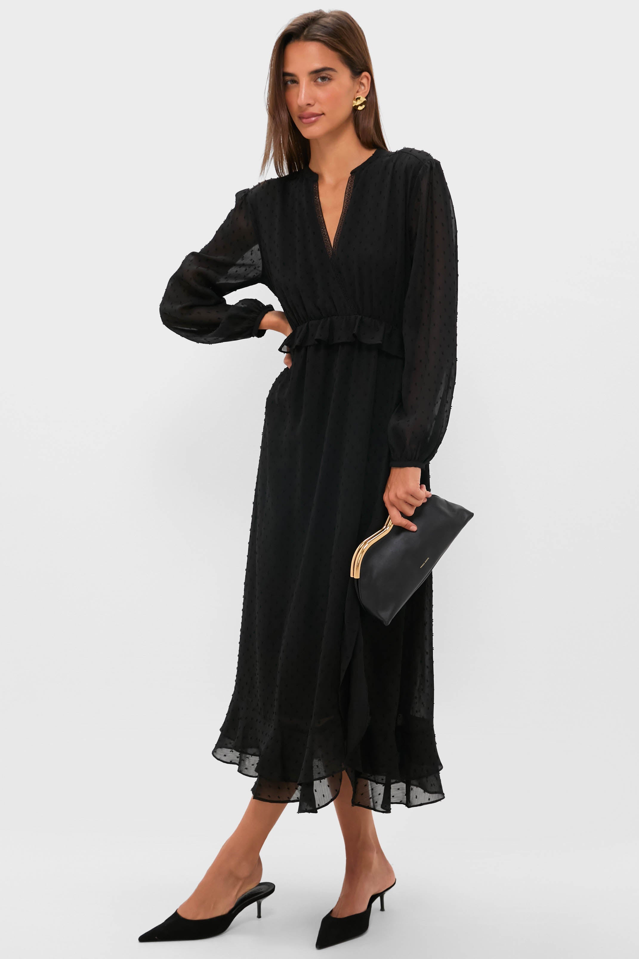 Black Textured Dot Selwyn Dress